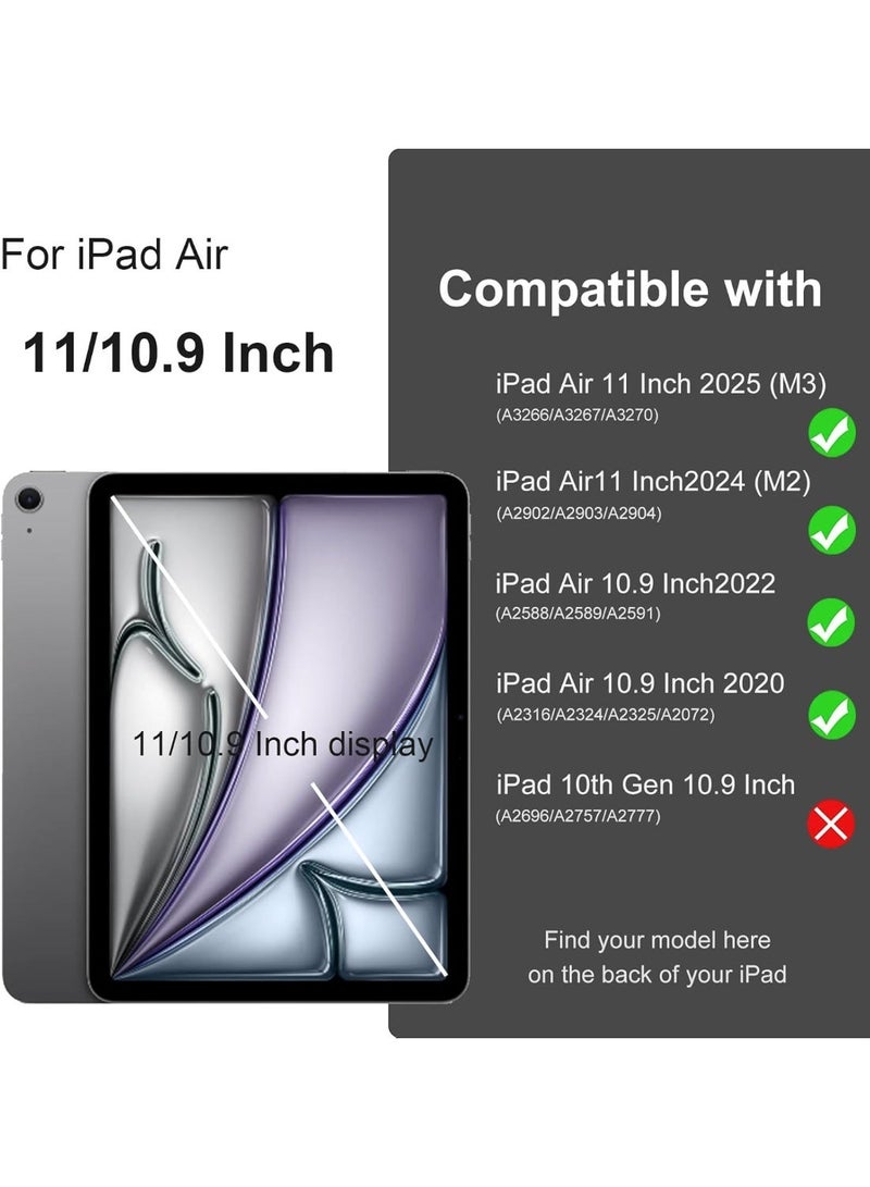 جراب لجهاز iPad Air مقاس 11 بوصة (2025 M3/2024 M2/Air 7 6 5 4) (2025/2024/2022/2020) مقاس 10.9 بوصة، مزود بحامل قلم Apple Pencil، وغطاء ذكي، ويدعم شحن قلم Apple Pencil، وخاصية التشغيل/الإيقاف التلقائي. - Image 2